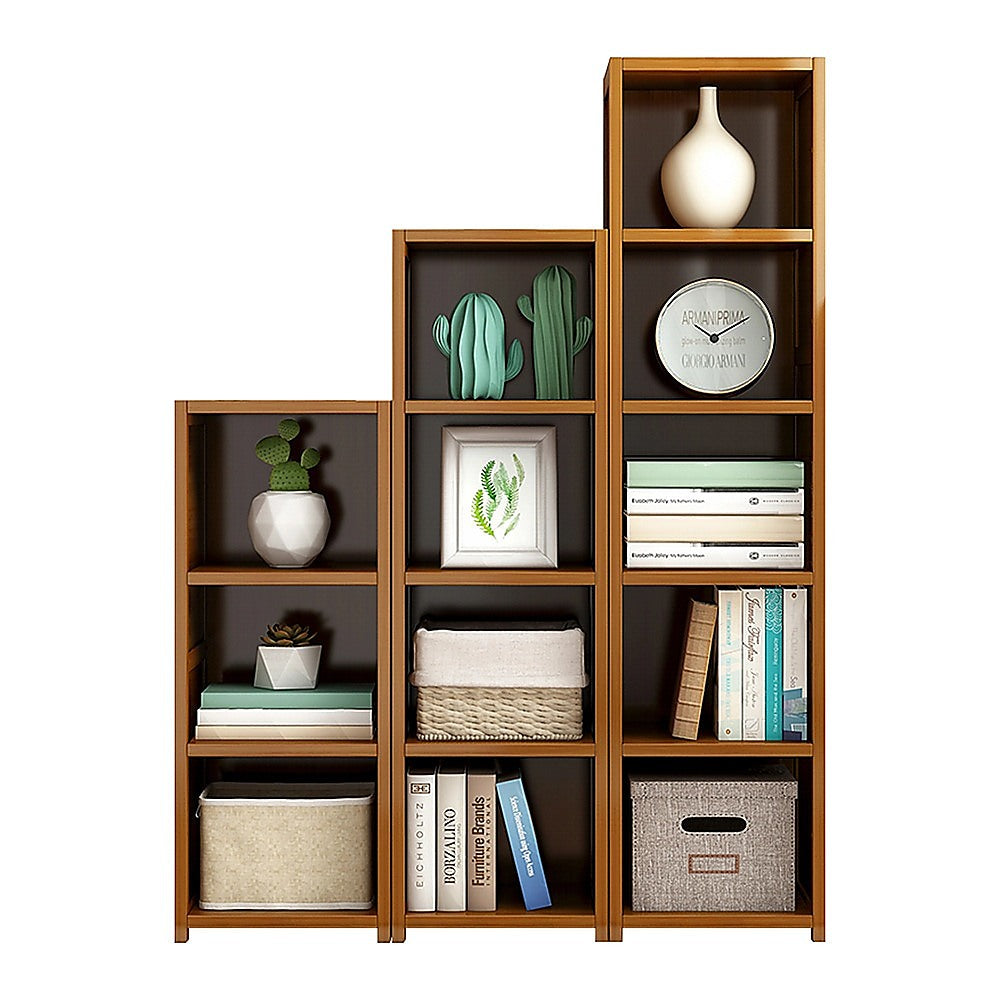 Bamboo Adjustable Shelf Bookcase Display Storage Rack Stand Livingroom Bedroom Set-Bookcases & Shelves-PEROZ Accessories