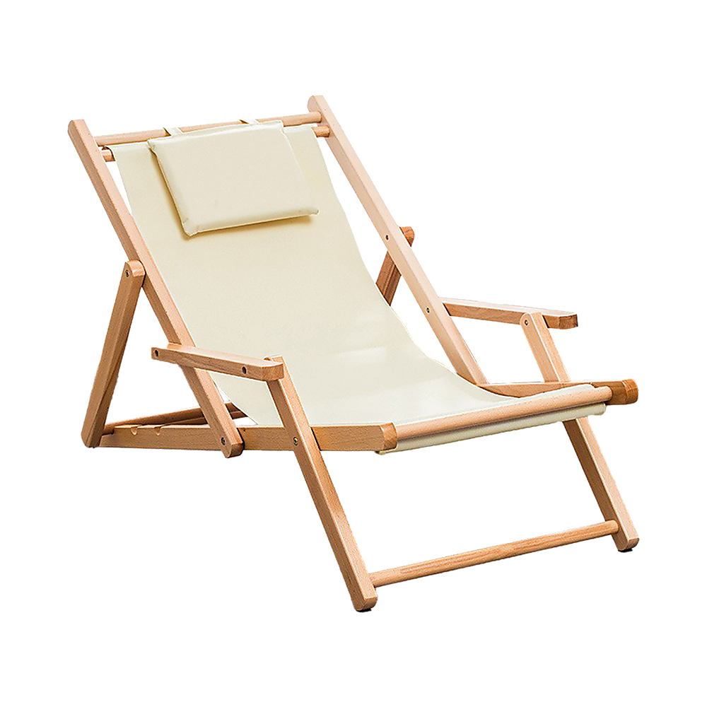 Premium Foldable Wooden Sling Chair Outdoor Patio Lounge Chair with Head Cushion-Baby & Kids > Baby & Kid&