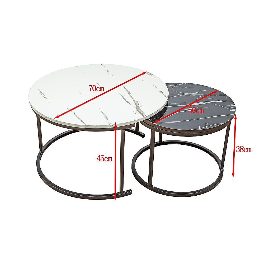 Coffee Table Round Marble Design Nesting Side Furniture-Furniture > Living Room > Coffee Tables-PEROZ Accessories