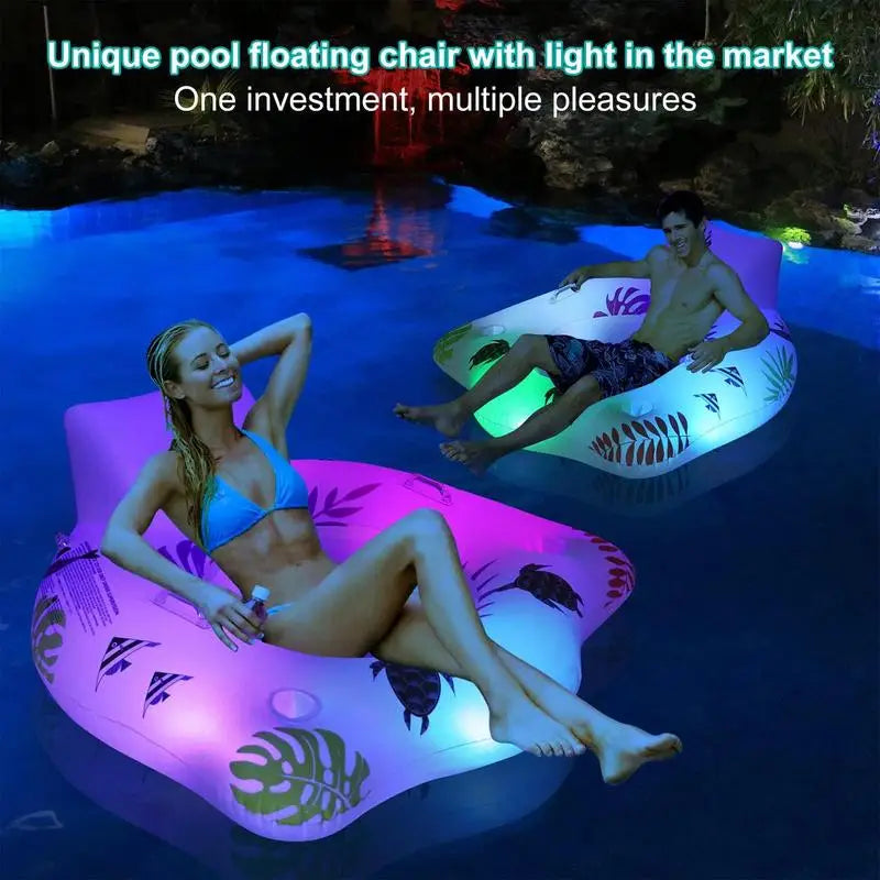 NNEOBA Light-up Inflatable Pool Float Chair-Outdoor Recreation > Camping > Camp Furniture-PEROZ Accessories