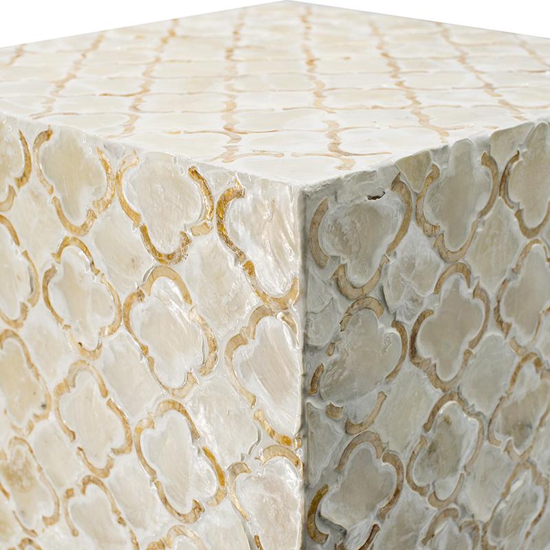 HAYMEN SQUARE SHELL STOOL/TABLE-Furniture > Living Room > Side Tables-PEROZ Accessories