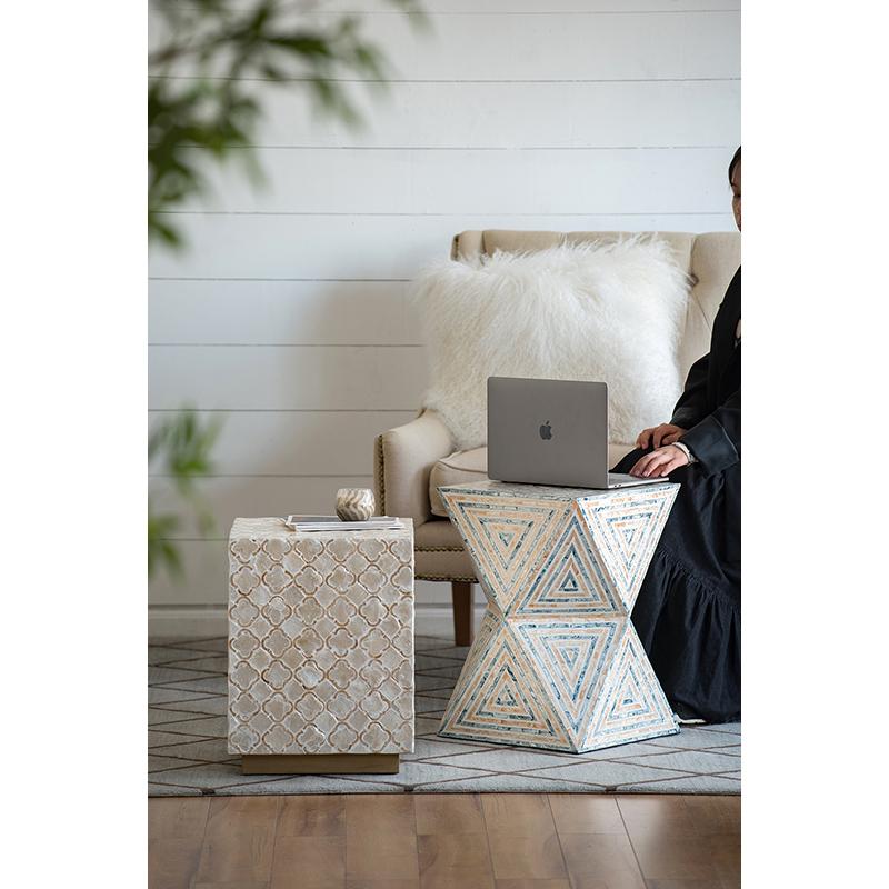 HAYMEN SQUARE SHELL STOOL/TABLE-Furniture > Living Room > Side Tables-PEROZ Accessories