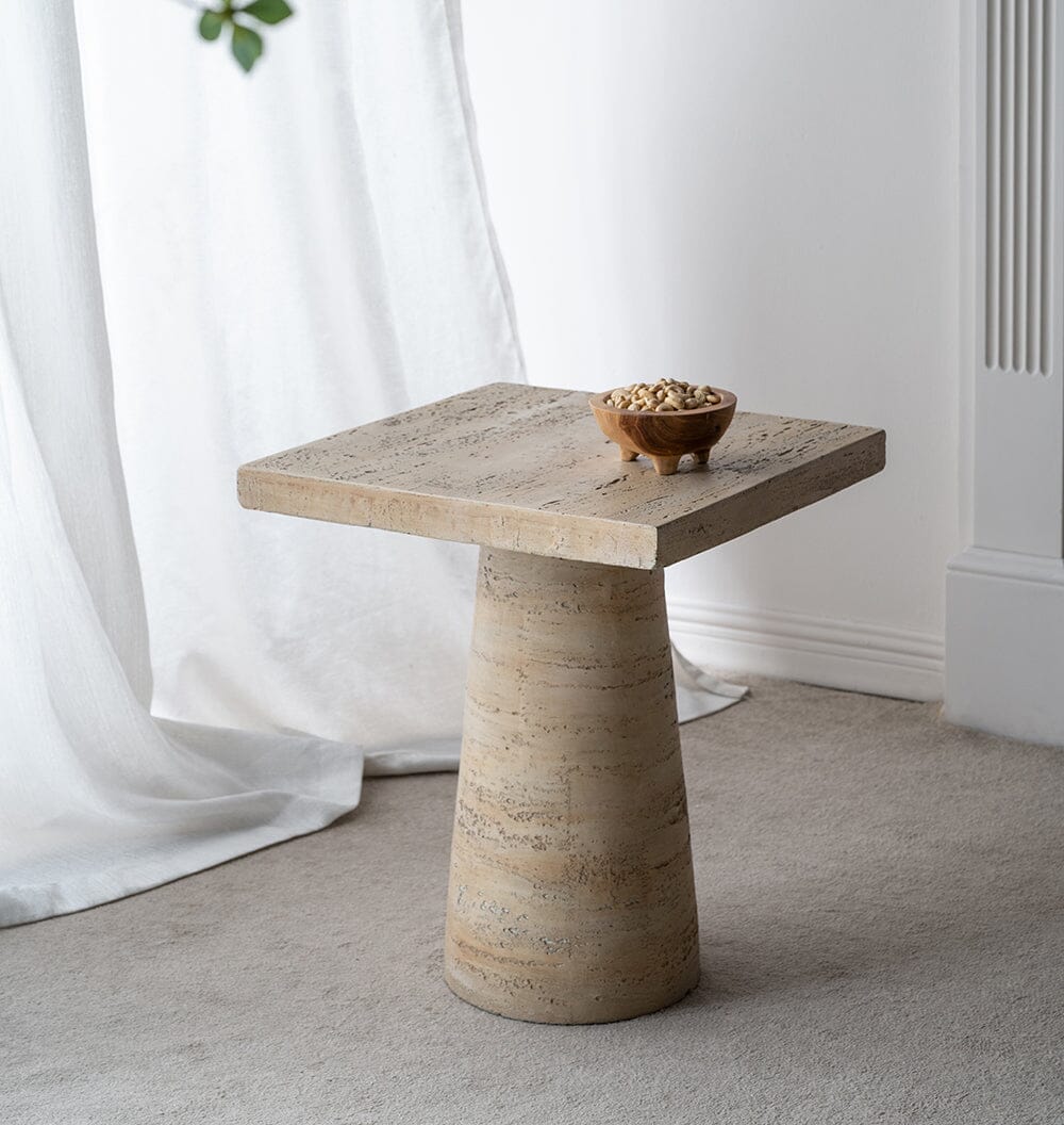 LOGAN CEMENT SQUARE SIDE TABLE-Furniture > Living Room > Side Tables-PEROZ Accessories