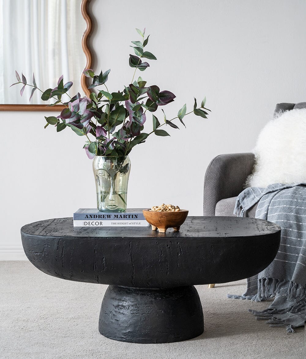 BLACK IS BACK CEMENT COFFEE TABLE-Furniture > Living Room > Coffee Tables-PEROZ Accessories