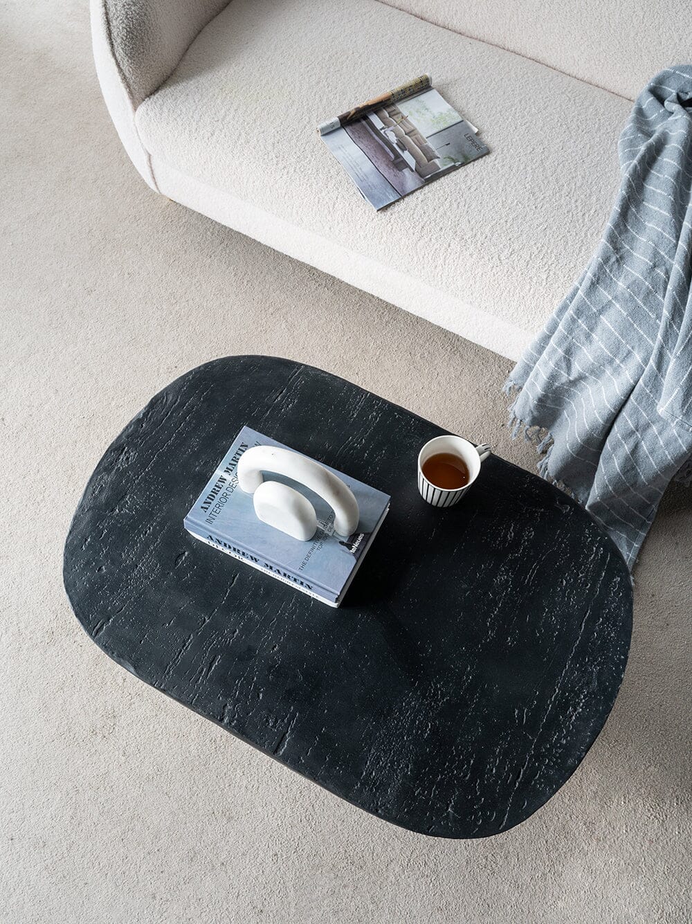 BLACK IS BACK CEMENT COFFEE TABLE-Furniture > Living Room > Coffee Tables-PEROZ Accessories