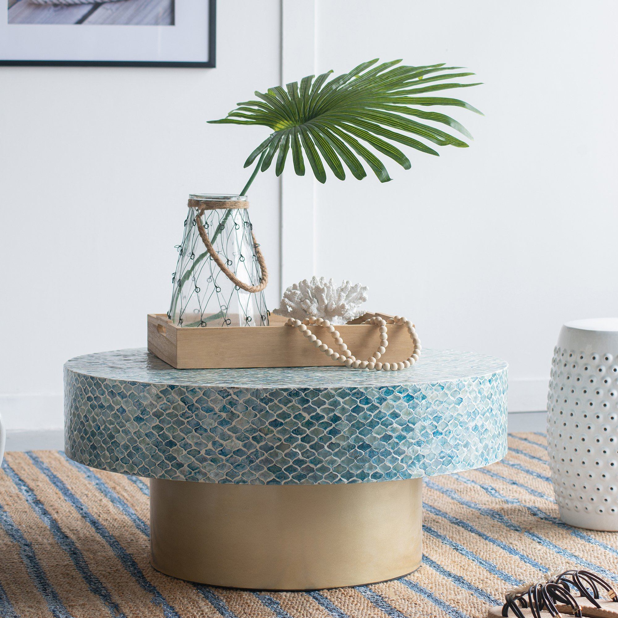 GOA SHELL COFFEE TABLE-Furniture > Living Room > Coffee Tables-PEROZ Accessories