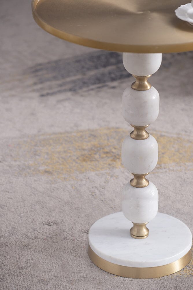 JESICCA MARBLE AND ALUMINUIM HAND MADE SIDE TABLE-Furniture > Living Room > Side Tables-PEROZ Accessories