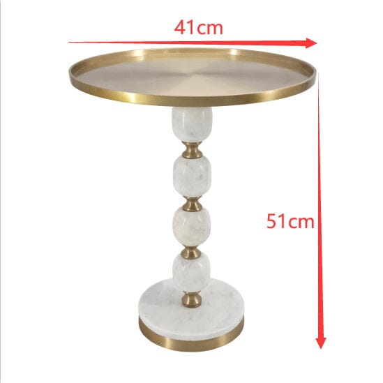 JESICCA MARBLE AND ALUMINUIM HAND MADE SIDE TABLE-Furniture > Living Room > Side Tables-PEROZ Accessories