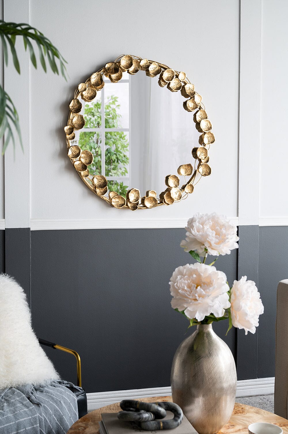 GOLD LEAF DESIGNER WALL MIRROR-Home & Garden > Decor > Mirrors-PEROZ Accessories
