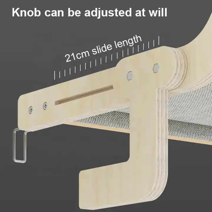 Wall-Mounted Cat Hammock Bed- Wooden Frame, Comfortable and Space-Saving Design for Pets-Pet Care > Cat Supplies > Cat Furniture-PEROZ Accessories
