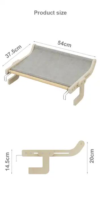 Wall-Mounted Cat Hammock Bed- Wooden Frame, Comfortable and Space-Saving Design for Pets-Pet Care > Cat Supplies > Cat Furniture-PEROZ Accessories