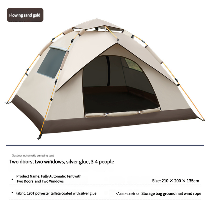 210*200*135cm Outdoor Family Instant Ultralight Portable Folding Popup Waterproof Oxford Fiberglass Automatic Tent For Camping Events-Outdoor Recreation > Camping > Tents-PEROZ Accessories