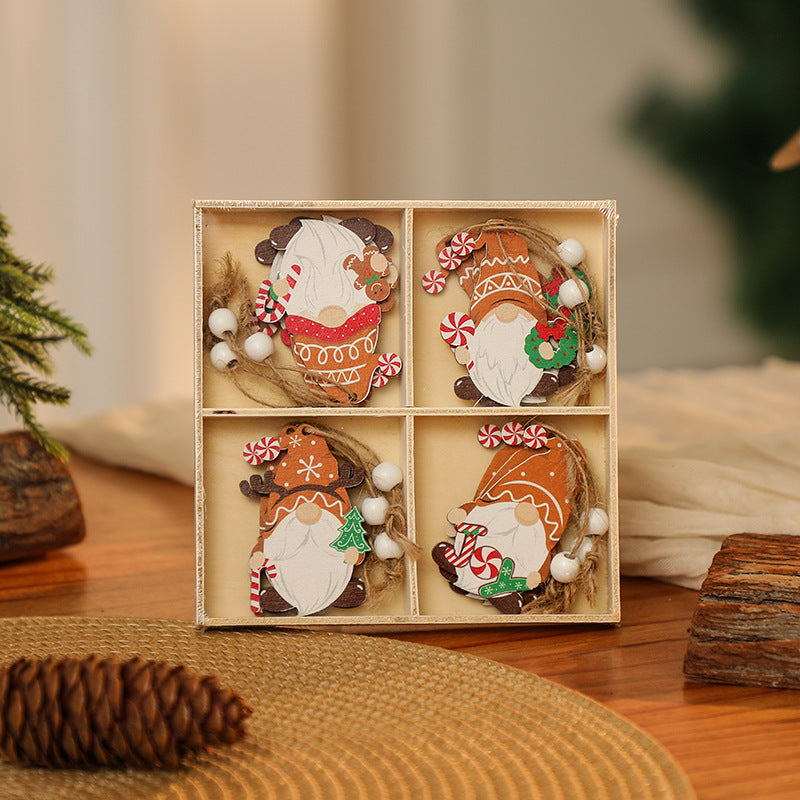 3 boxe style a set New Christmas Decorations, Small Wooden Pendants, Christmas Tree Decorations, 12 Wooden Box Packaging Pendants-Occasions > Christmas > Christmas Decorations-PEROZ Accessories