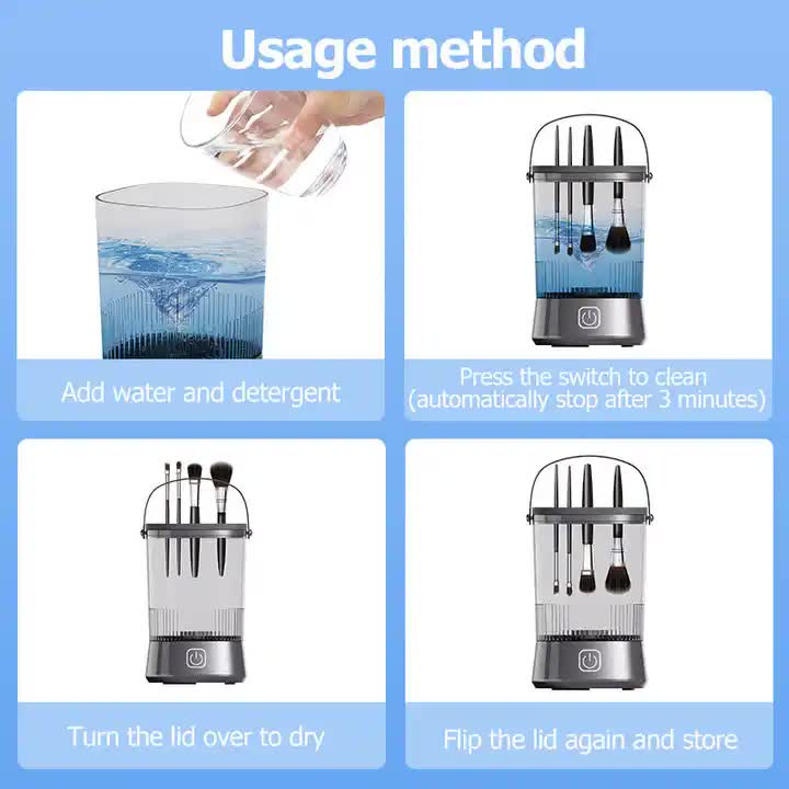 Electric Makeup Brush Cleaner with USB Rechargeable Design - Fast, Convenient Cleaning for All Brush Sizes(Black)-Health & Beauty > Cosmetic Storage > Makeup Organisation & Storage-PEROZ Accessories