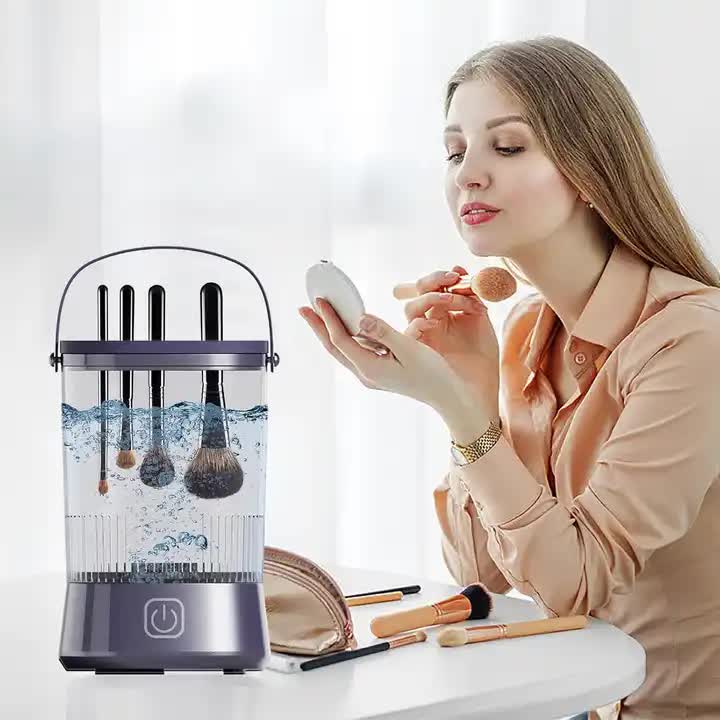 Electric Makeup Brush Cleaner with USB Rechargeable Design - Fast, Convenient Cleaning for All Brush Sizes(Black)-Health & Beauty > Cosmetic Storage > Makeup Organisation & Storage-PEROZ Accessories