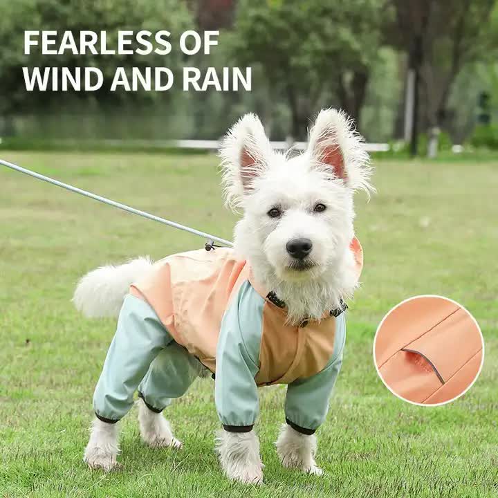 Waterproof Dog Raincoat with Hidden Leash Hole - Windproof and Comfortable for Outdoor Walks, Size:S (Back Length 20cm/7.87in, Bra 31cm/12.20in) Orange-Pet Care > Dog Supplies > Dog Apparel-PEROZ Accessories