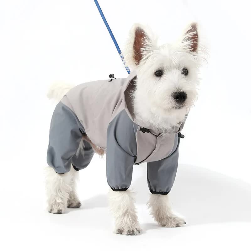 Waterproof Dog Raincoat with Hidden Leash Hole - Windproof and Comfortable for Outdoor Walks, Size:S (Back Length 20cm/7.87in, Bra 31cm/12.20in) Grey-Pet Care > Dog Supplies > Dog Apparel-PEROZ Accessories