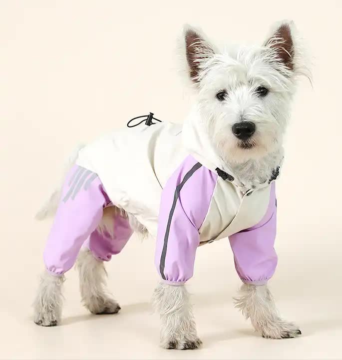 Waterproof Dog Raincoat with Hidden Leash Hole - Windproof and Comfortable for Outdoor Walks, Size:S (Back Length 20cm/7.87in, Bra 31cm/12.20in) Purple-Pet Care > Dog Supplies > Dog Apparel-PEROZ Accessories