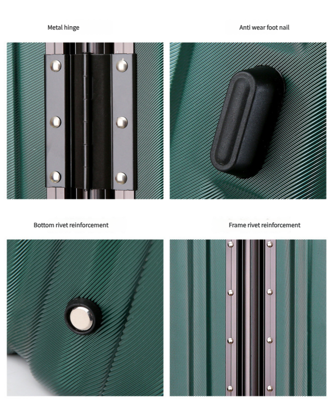Aluminum Alloy Hard-Shell Suitcase with TSA Lock -22" Spinner Luggage in Green-Home & Garden > Travel > Suitcases-PEROZ Accessories