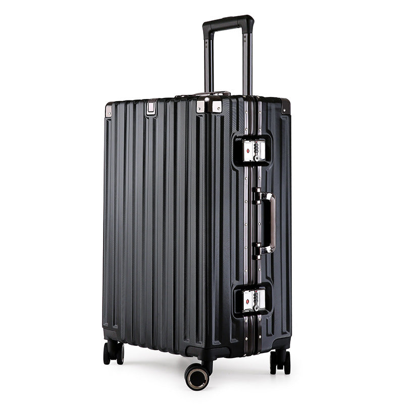 Aluminum Alloy Hard-Shell Suitcase with TSA Lock -22" Spinner Luggage in Black-Home & Garden > Travel > Suitcases-PEROZ Accessories