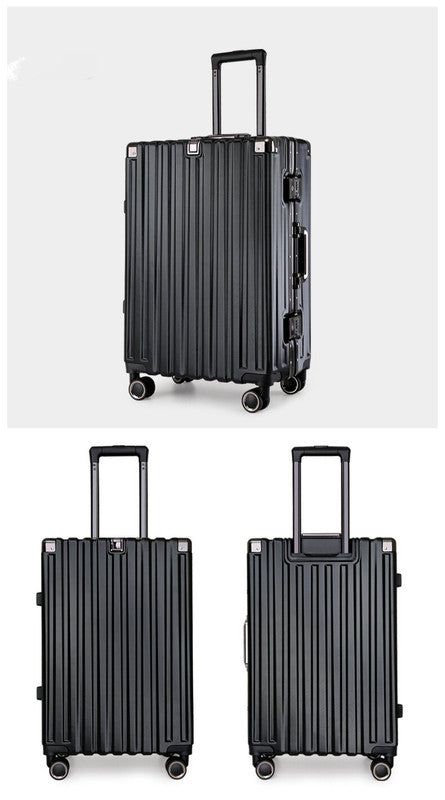 Aluminum Alloy Hard-Shell Suitcase with TSA Lock -22" Spinner Luggage in Black-Home & Garden > Travel > Suitcases-PEROZ Accessories