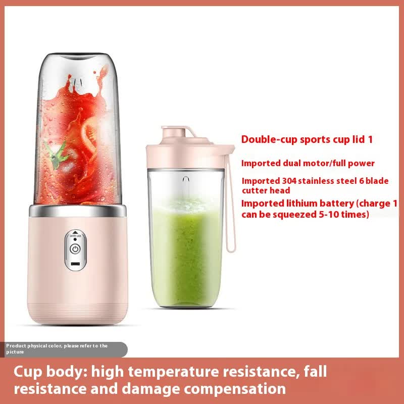 Portable High-Speed Blender with USB Rechargeable Battery - 2-in-1 Bottle and Cup Design, Compact and Powerful (pink)-Home & Garden > Kitchenware > Kitchen Knives-PEROZ Accessories