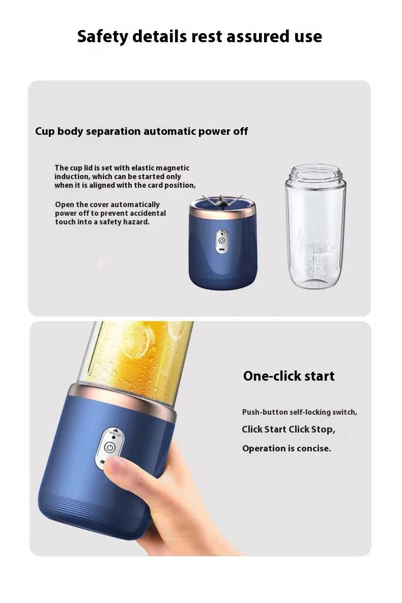 Portable High-Speed Blender with USB Rechargeable Battery - 2-in-1 Bottle and Cup Design, Compact and Powerful (pink)-Home & Garden > Kitchenware > Kitchen Knives-PEROZ Accessories