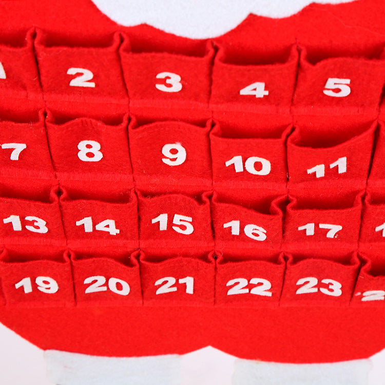 Santa Claus Advent Calendar - Felt Christmas Countdown with 24 Pockets for Kids-Occasions > Christmas > Christmas Decorations-PEROZ Accessories