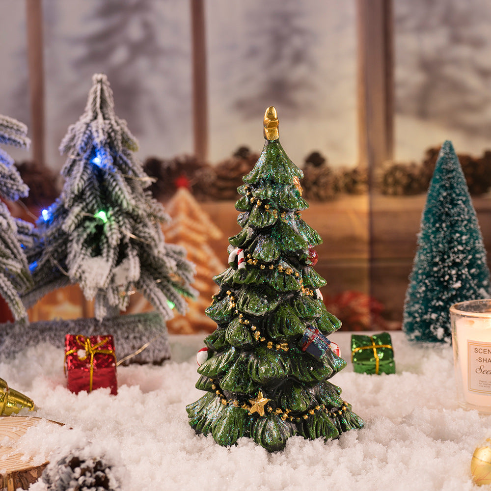 Christmas Tree Figurine - Festive Resin Decoration with Ornaments, 17cm Holiday Decor-Occasions > Christmas > Christmas Decorations-PEROZ Accessories