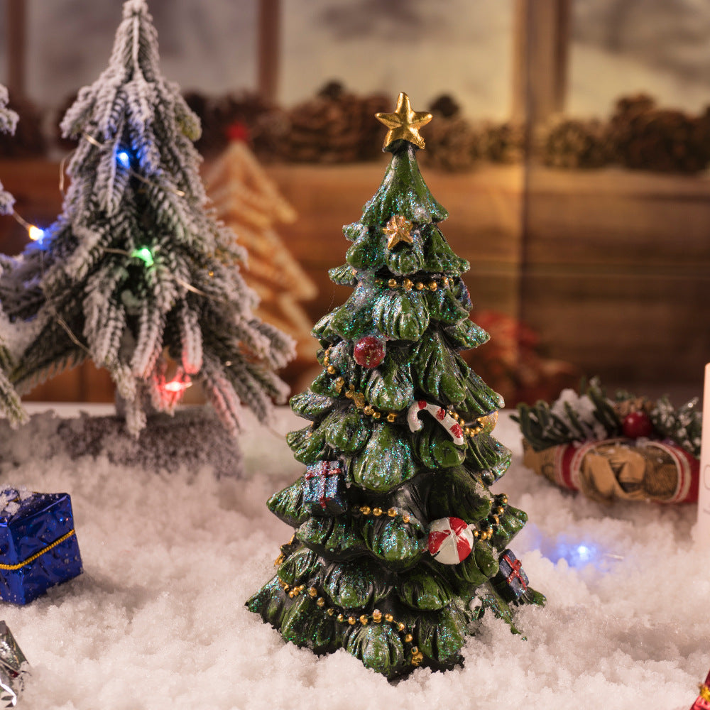 Christmas Tree Figurine - Festive Resin Decoration with Ornaments, 17cm Holiday Decor-Occasions > Christmas > Christmas Decorations-PEROZ Accessories