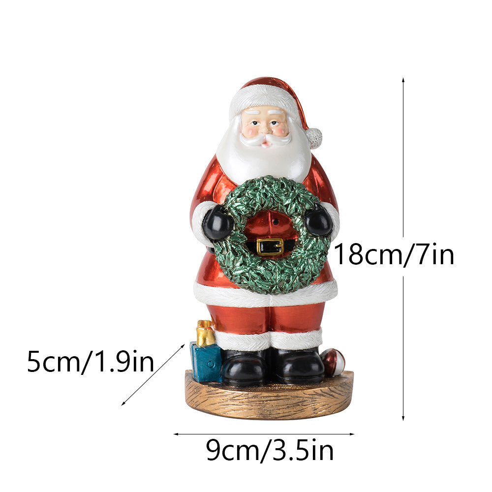 Santa Claus Figurine with Wreath - 18cm Festive Resin Christmas Decoration-Occasions > Christmas > Christmas Decorations-PEROZ Accessories