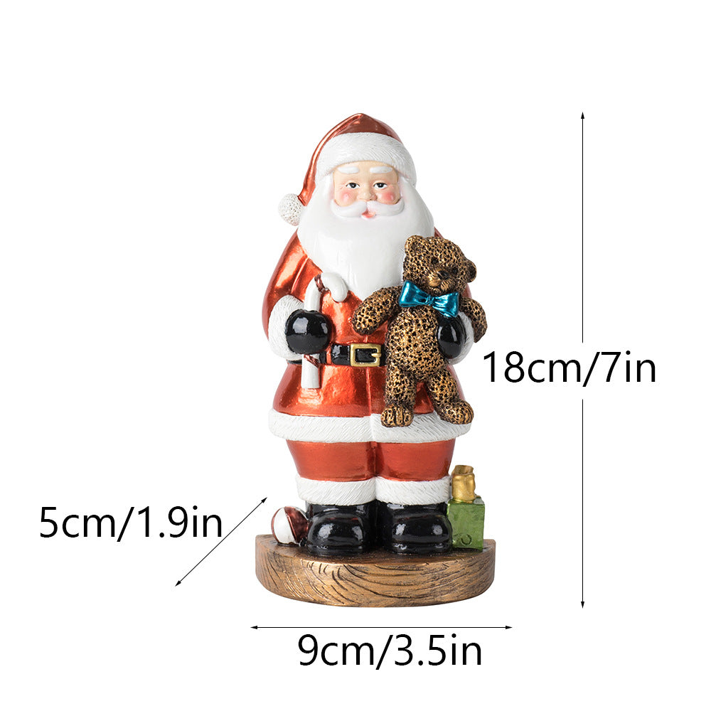 Santa Claus Figurine with Bear - 18cm Festive Resin Christmas Decoration-Occasions > Christmas > Christmas Decorations-PEROZ Accessories