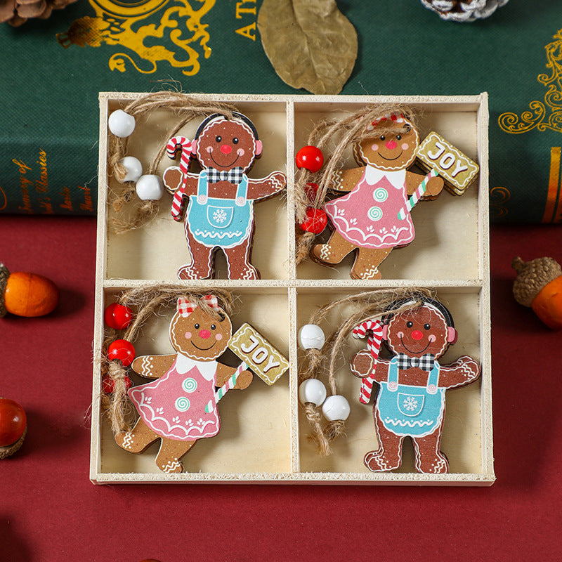 (2 set)Christmas Gingerbread Ornaments Set - Festive Wooden Decorations for Tree, Set of 12-Occasions > Christmas > Christmas Decorations-PEROZ Accessories