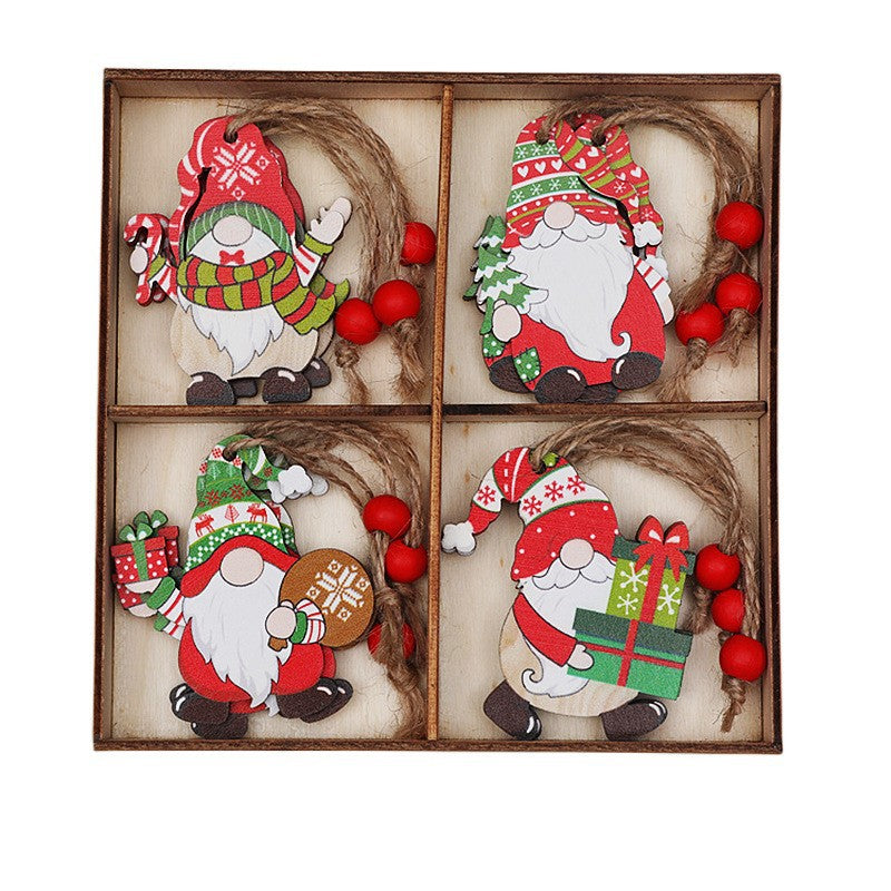 (2 set)Christmas Gnome Ornaments Set - Festive Wooden Decorations for Tree, Set of 12-Occasions > Christmas > Christmas Decorations-PEROZ Accessories