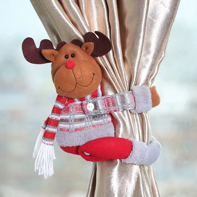 Reindeer Curtain Tieback - Festive Plush Christmas Curtain Holder for Holiday Decor 27*34cm 2 pcs-Occasions > Christmas > Christmas Decorations-PEROZ Accessories