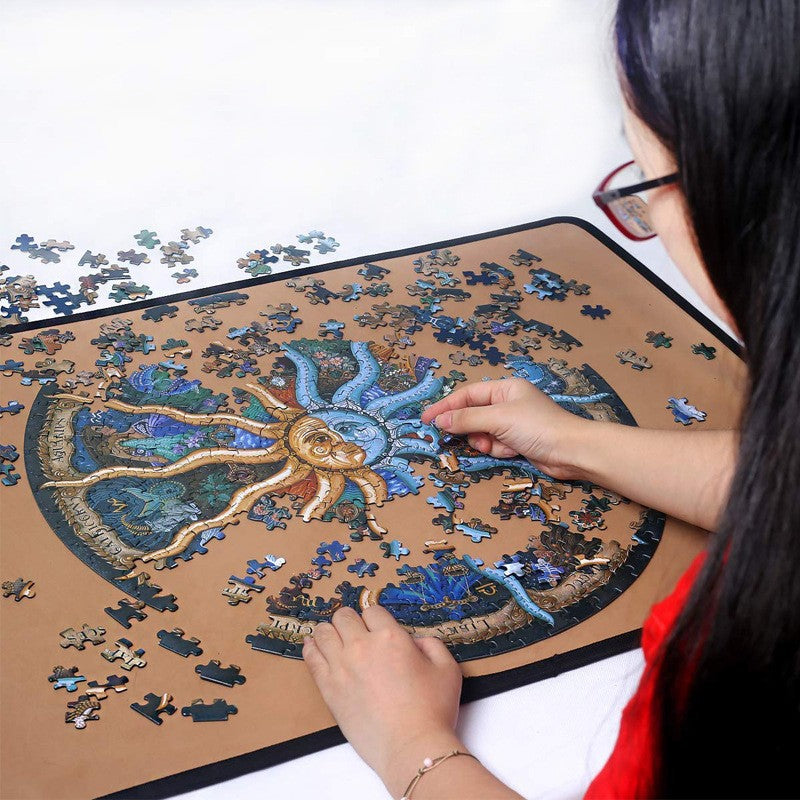 500 Piece Zodiac Circle Jigsaw Puzzle - Colorful Astrology Sun and Moon Jigsaw Puzzle for Adults and Kids-Gift & Novelty > Games > Jigsaw Puzzles & Accessories-PEROZ Accessories