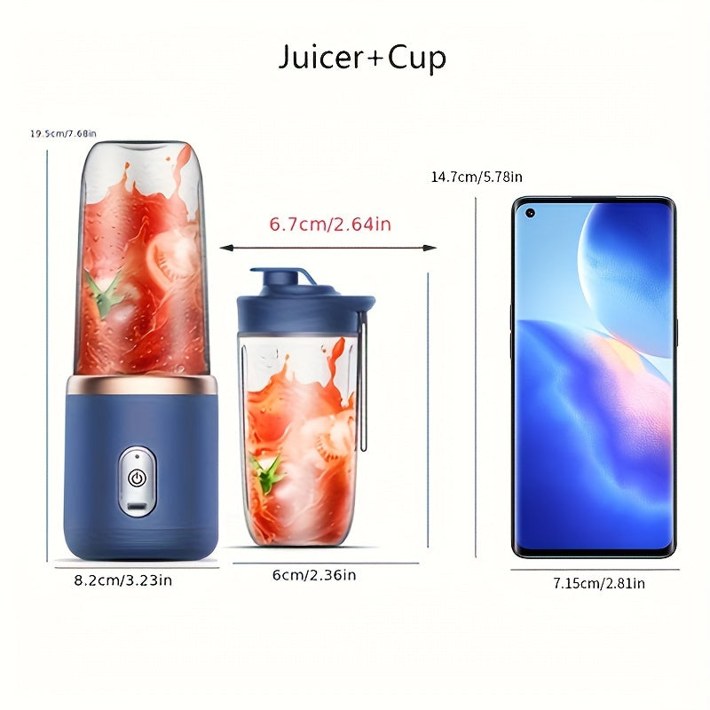 1 x Portable USB Blue Rechargeable Juicer Cup,Portable Blender for Smoothies and Juices - USB Rechargeable, Powerful & Compact-Furniture > Living Room > Coffee Tables-PEROZ Accessories