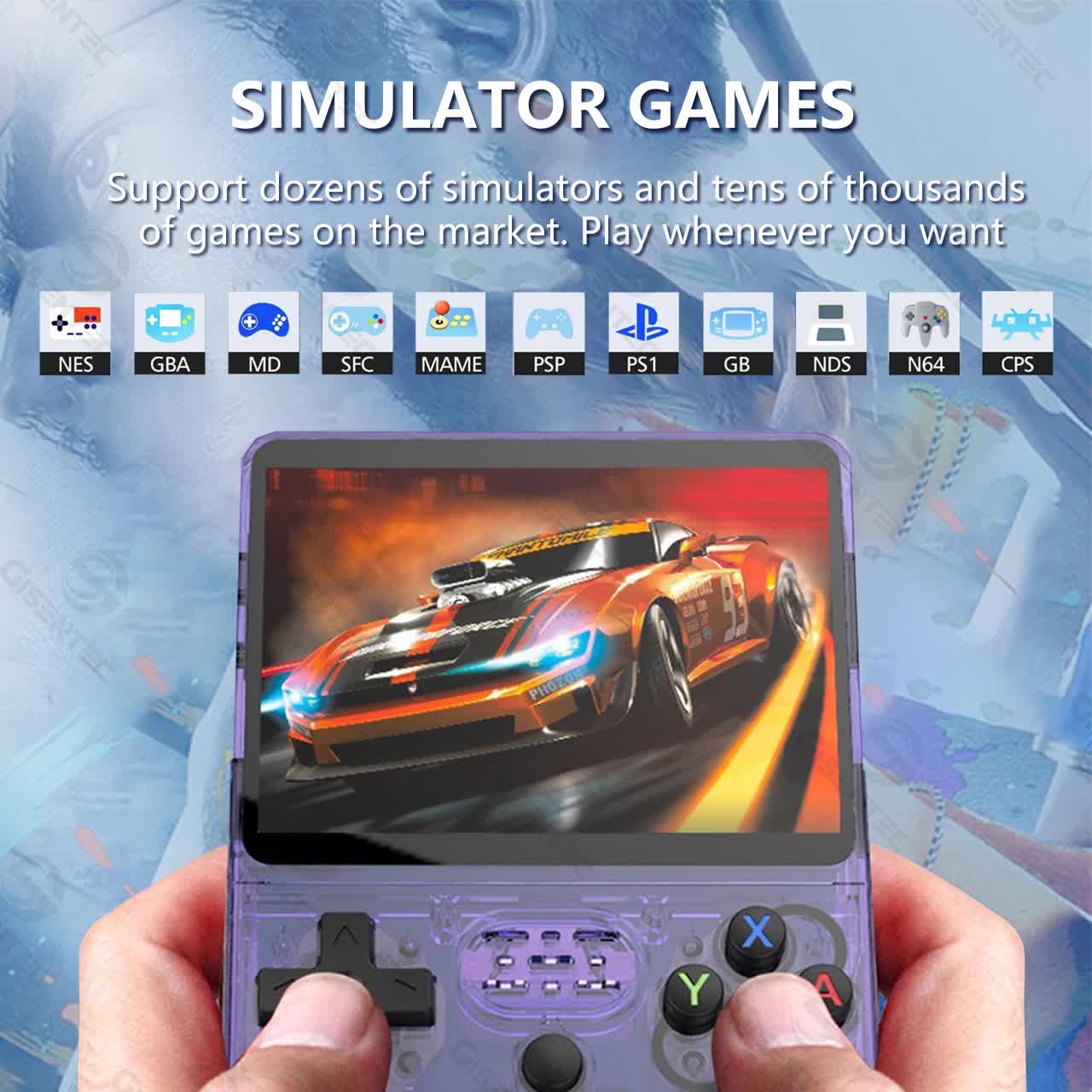 Black Retro Portable Gaming Console with 64GB, 2 Memory Card-3D Games, HD Display, and Dual Joysticks-Gift & Novelty > Games > Video Games-PEROZ Accessories
