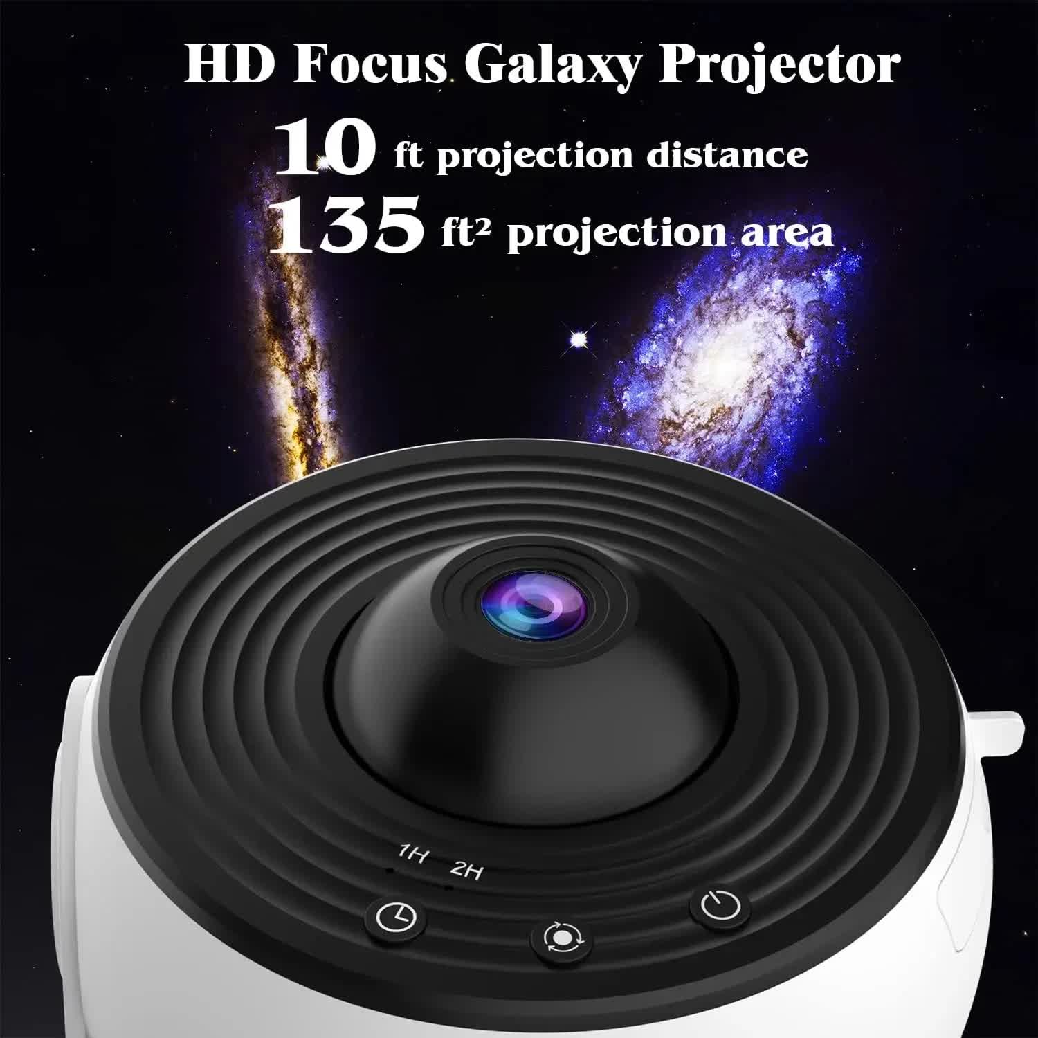High-Definition Focusable Starry Galaxy Projector Lamp - Creative Bedroom Mood Light with 13 Film Slides (Black)-Audio & Video > Projectors & Accessories > Projectors-PEROZ Accessories