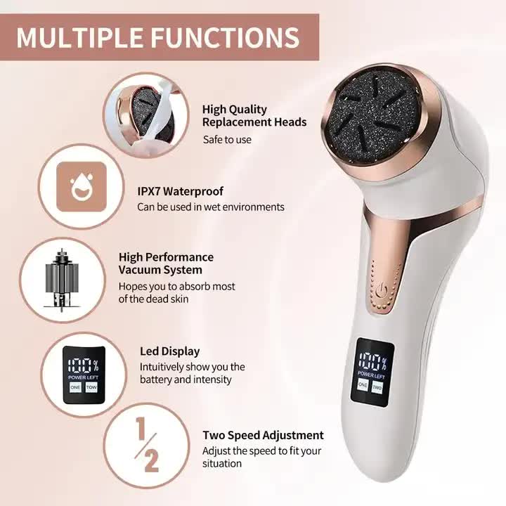 White Electric Foot Callus Remover - Rechargeable Waterproof Pedicure Tool with Automatic Dead Skin Removal-Foot Care-PEROZ Accessories
