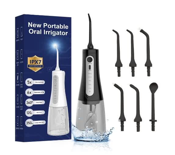 Black Portable Rechargeable Water Flosser – Handheld Oral Irrigator for Teeth & Gums-Oral Care-PEROZ Accessories
