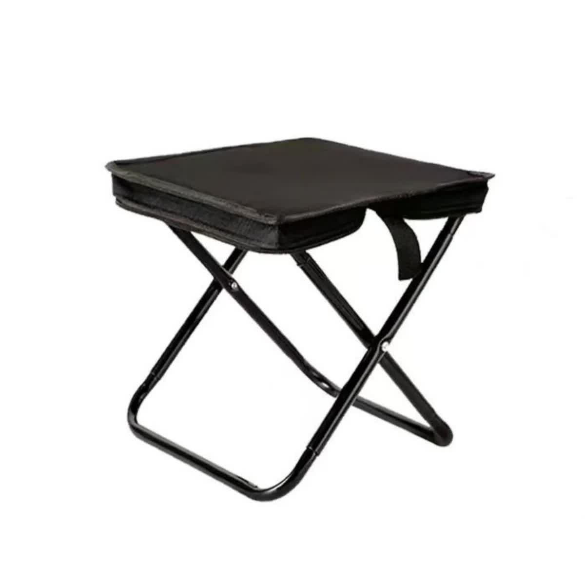 Black Outdoor Folding Stool with Carrying Handle - Portable Camping Seat, Fishing Chair, Collapsible Zipper Stool for Outdoors, Queueing, and More-Furniture > Outdoor > Outdoor Chairs-PEROZ Accessories