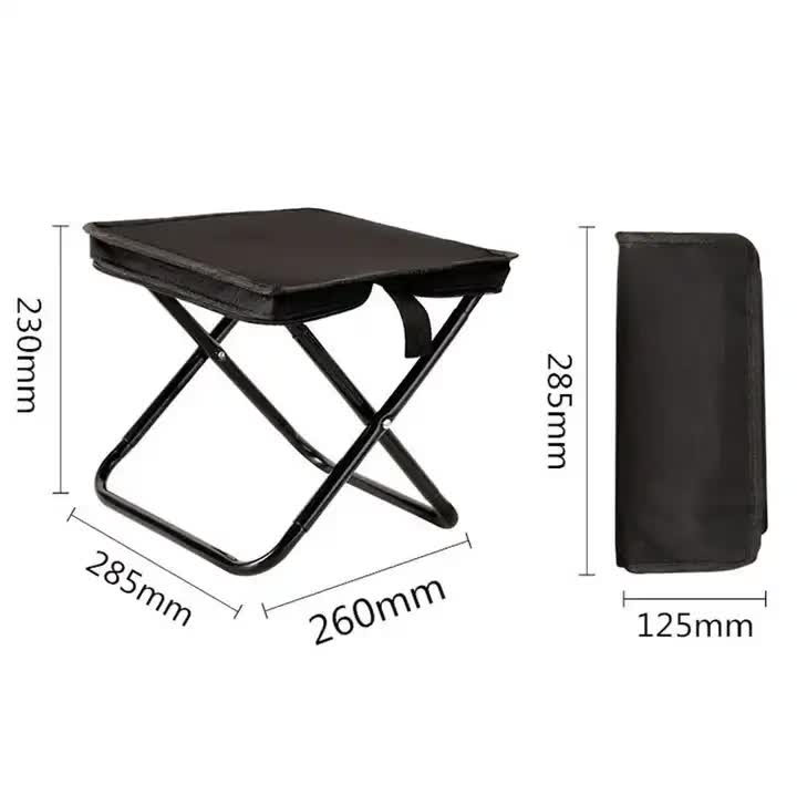 Beige Outdoor Folding Stool with Carrying Handle - Portable Camping Seat, Fishing Chair, Collapsible Zipper Stool for Outdoors, Queueing, and More-Furniture > Outdoor > Outdoor Chairs-PEROZ Accessories