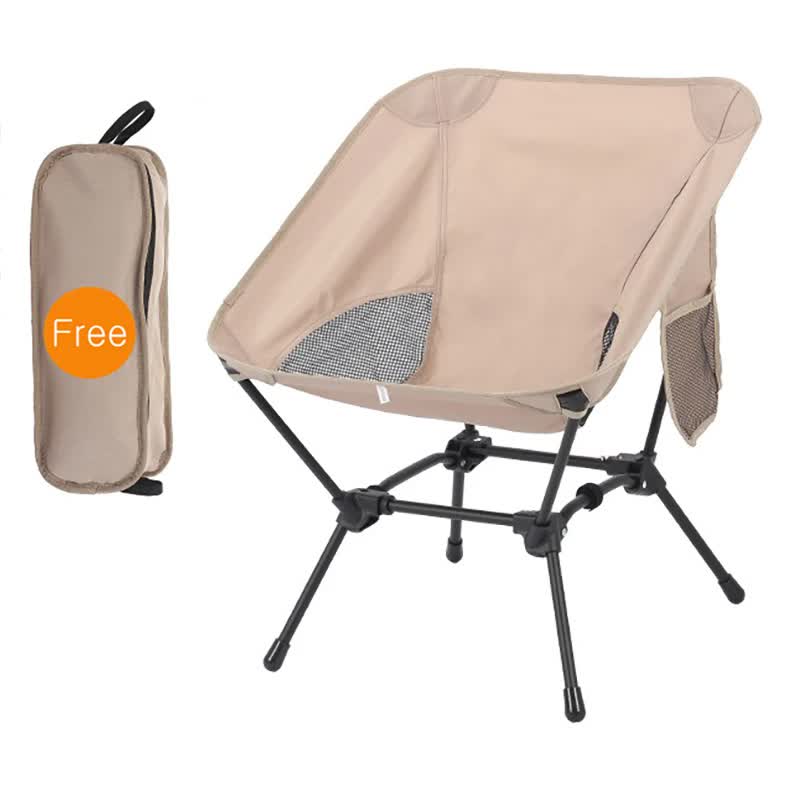 Beige Portable Lightweight Folding Beach Chair - Compact Fishing Chair with Square Legs for Outdoor Use-Furniture > Outdoor > Outdoor Chairs-PEROZ Accessories