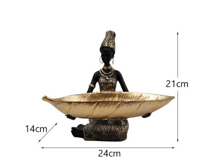 Elegant African Woman Resin Tray - Unique Home Decor and Storage Organizer-Home & Garden > Decor > Vases & Table Decor-PEROZ Accessories