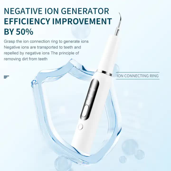 White Portable Ultrasonic Dental Cleaner, Home Use Plaque Remover, Sonic Tooth Stain & Tartar Cleaning Tool-Oral Care-PEROZ Accessories