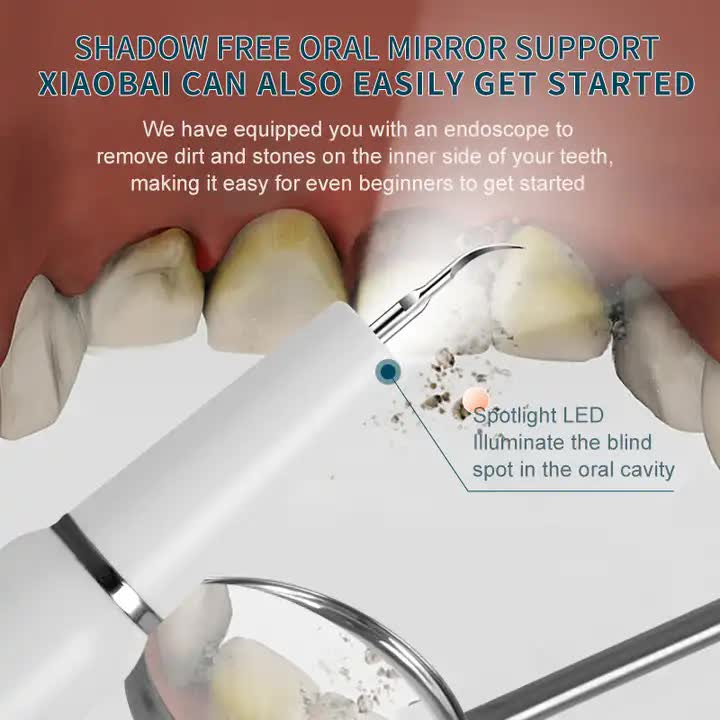 White Portable Ultrasonic Dental Cleaner, Home Use Plaque Remover, Sonic Tooth Stain & Tartar Cleaning Tool-Oral Care-PEROZ Accessories