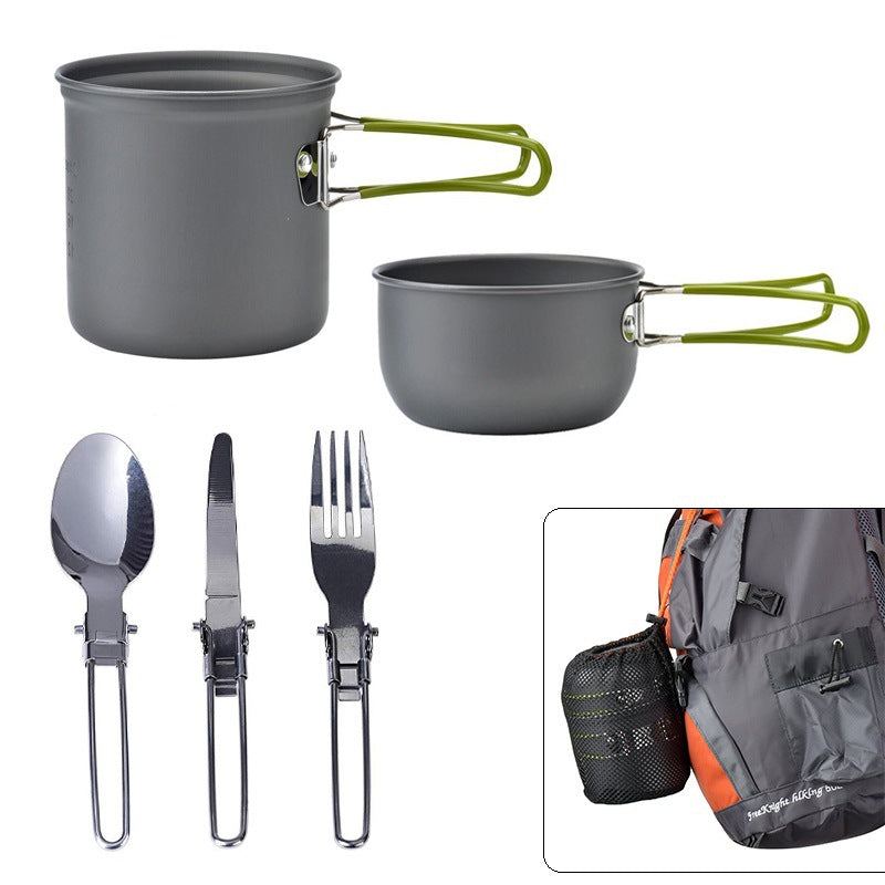 Orange And Grey Compact Outdoor Camping Cookware Set with 410 Stainless Steel Utensils-Furniture > Outdoor > Outdoor Dining Sets-PEROZ Accessories