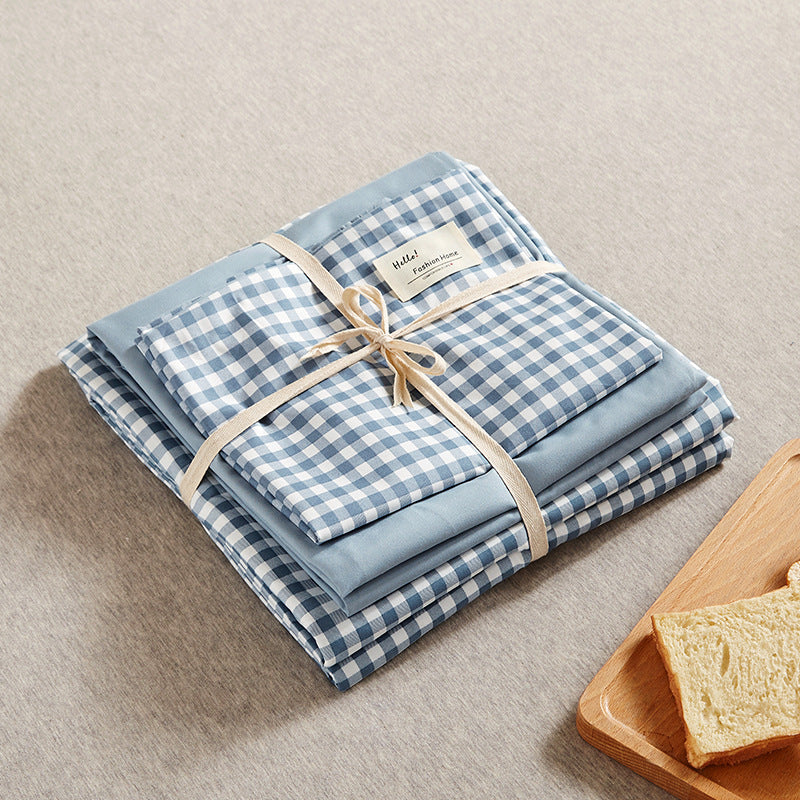 Blue 4-Piece Cotton Bedding Set - Fits 1.5m/1.8m Beds (Duvet Cover 200x230cm, Bed Sheet 230x250cm)-Home & Garden > Bedding > Duvet Covers-PEROZ Accessories