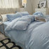 Blue Solid Color Solid Color Solid Color 1.5m Bed Fitted Sheet Set with 200x230cm Duvet Cover - 4-Piece Bedding Set-Home & Garden > Bedding > Bed Sheets-PEROZ Accessories